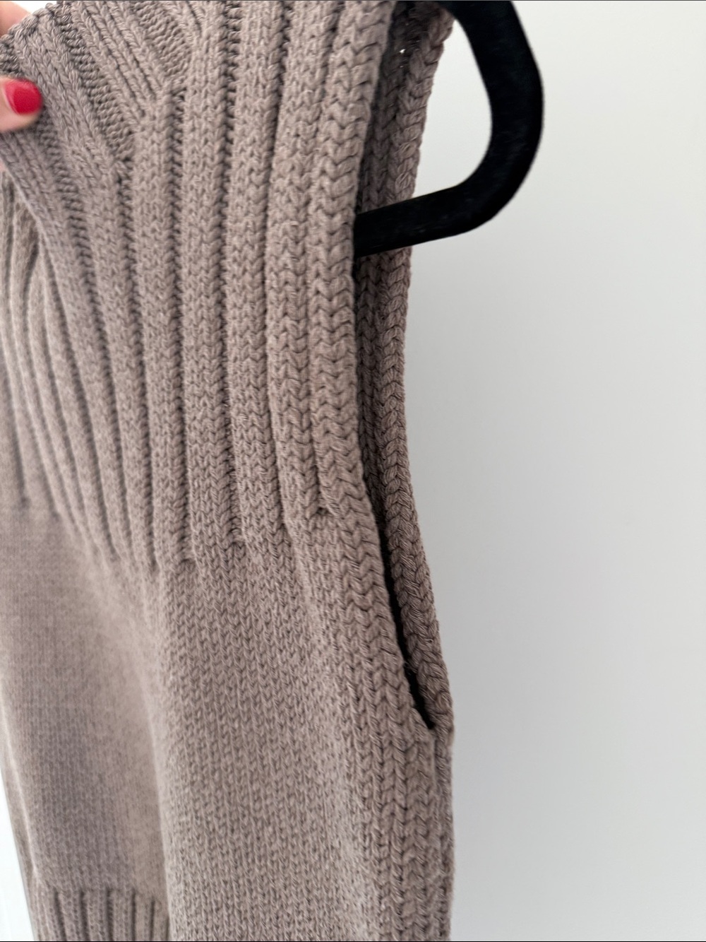 Zara Sleeveless Ribbed Mock Neck Sweater Vest - Taupe - Picture 8 of 11